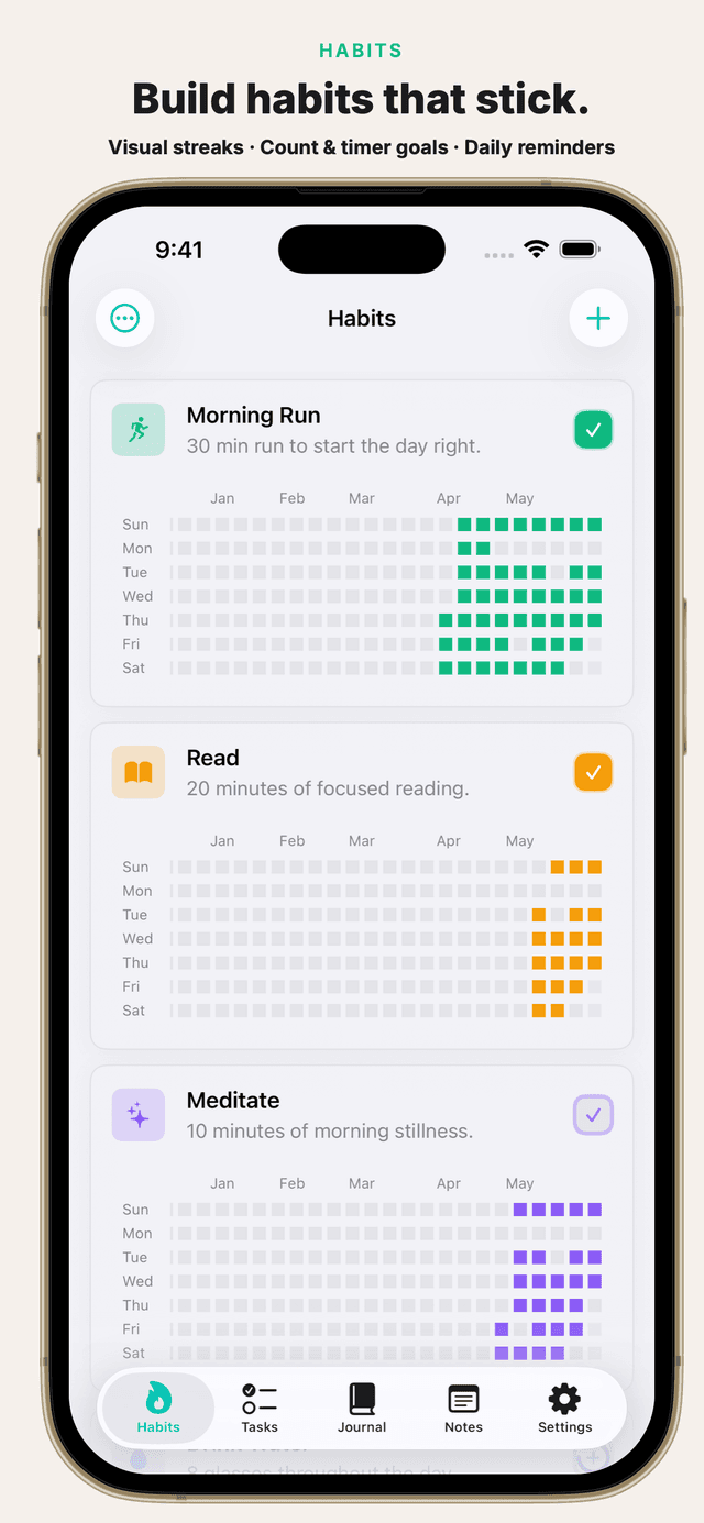 Pilli Habits screen