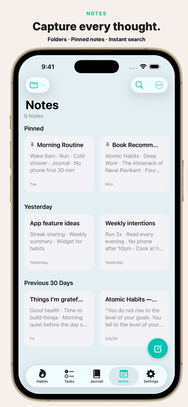 Pilli Notes screen